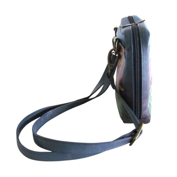 Anuschka Genuine Leather Hand-Painted Crossbody Bag with Zebra Sunset Design - Picture 15 of 16